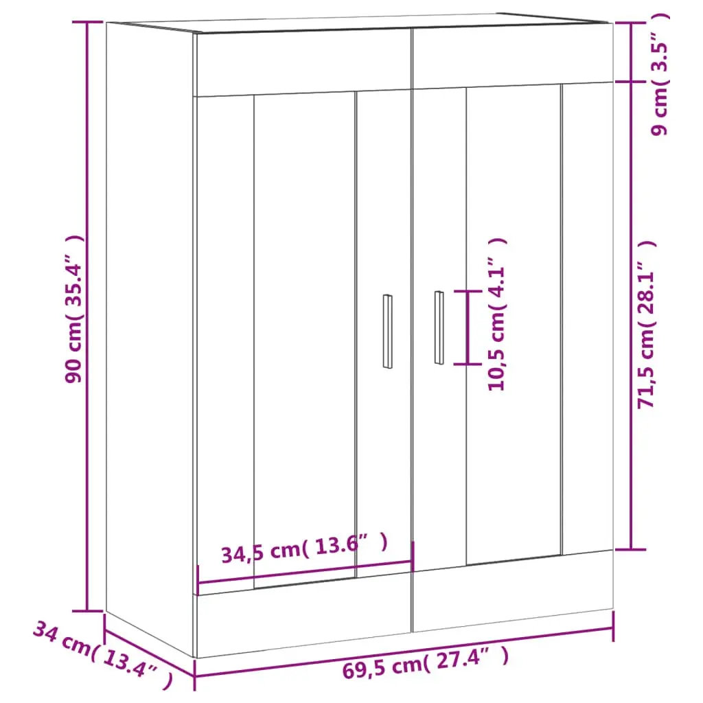 White Wall Mounted Storage Cabinet with 3 Compartments