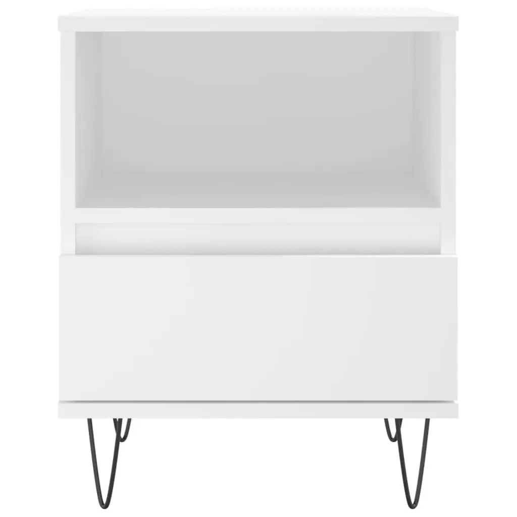 White Engineered Wood Bedside Cabinet with Drawer 40x35x50cm