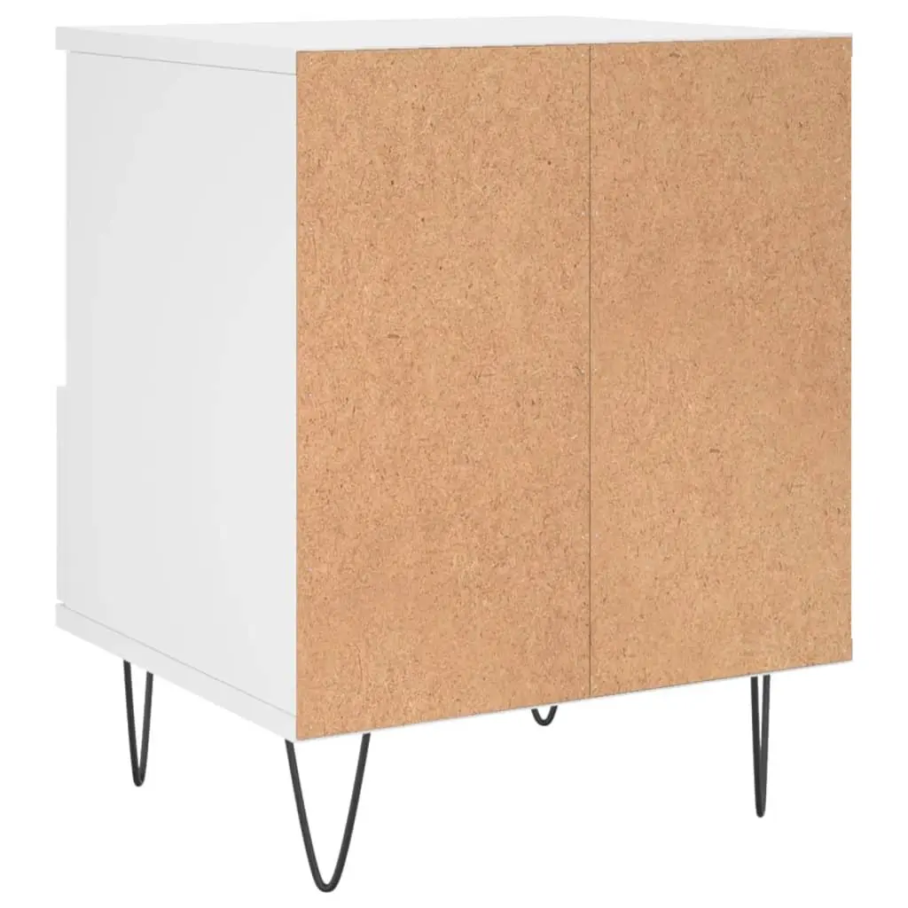 White Engineered Wood Bedside Cabinet with Drawer 40x35x50cm