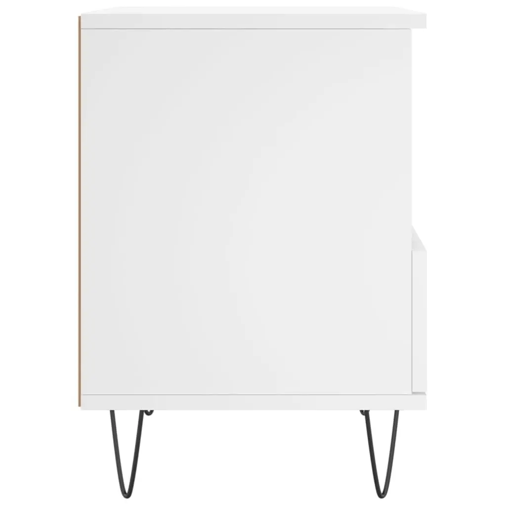 White Engineered Wood Bedside Cabinet with Drawer 40x35x50cm