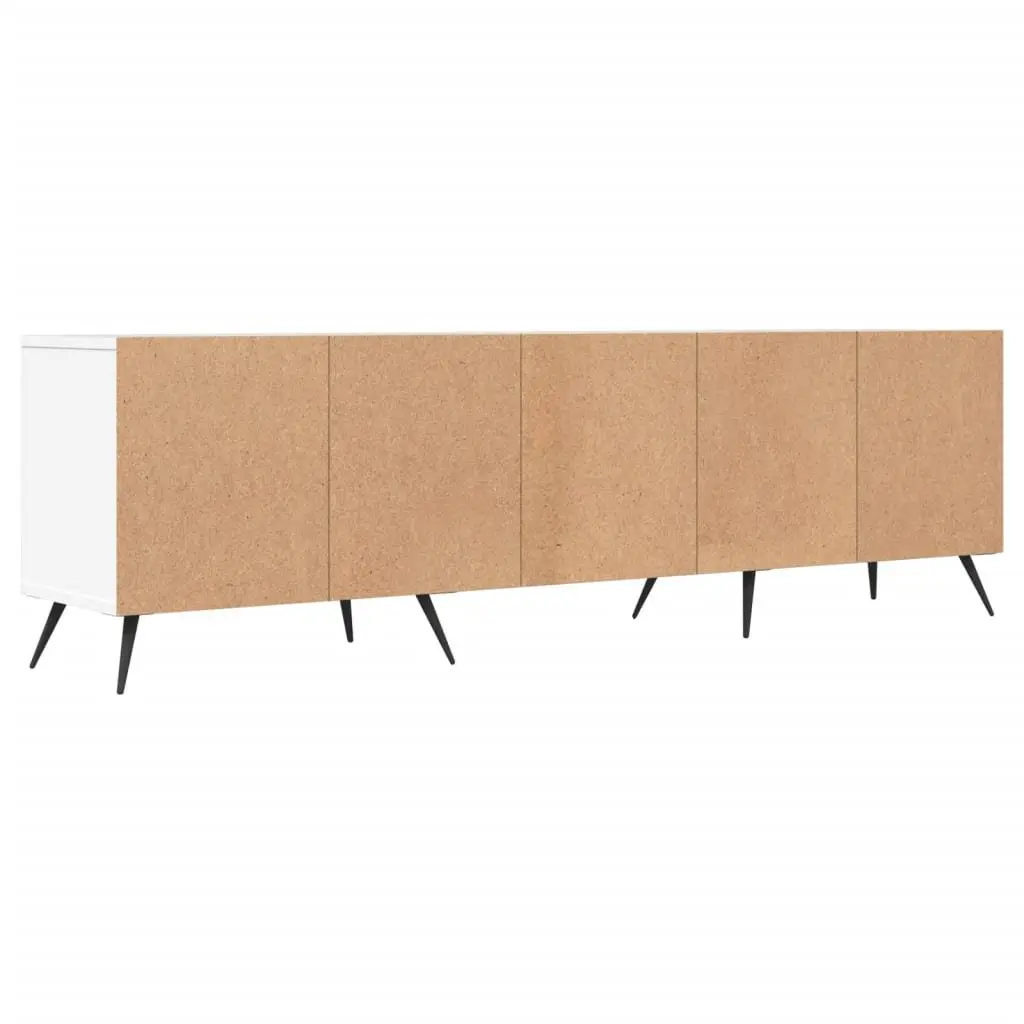 White TV Cabinet 150x30x44.5cm Engineered Wood Unit with 6 Compartments for Living Room and Bedroom Storage