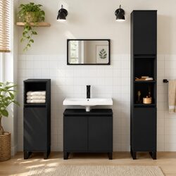 Stylish Black Bathroom Cabinet with Durable Storage