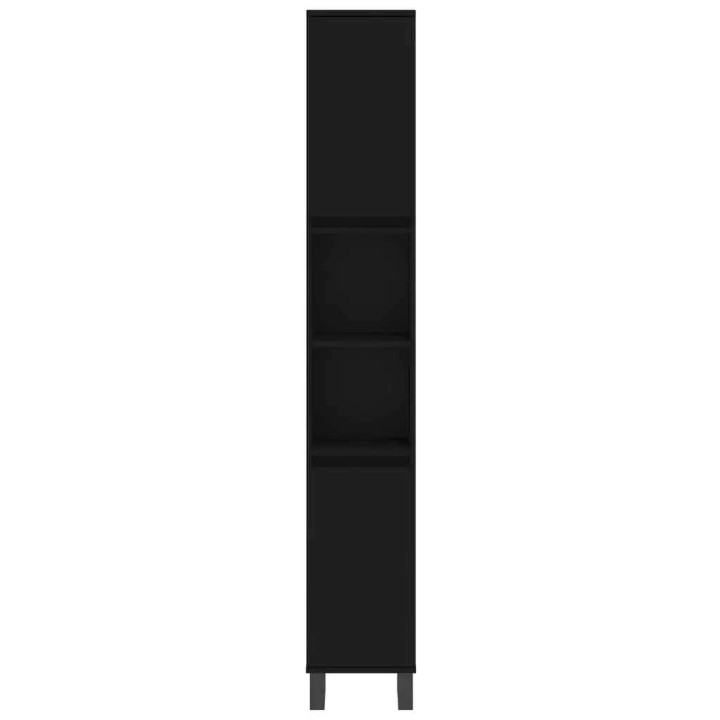 Bathroom Cabinet Engineered Wood Black 30x30x190 cm Tall Storage Cupboard with Doors and Shelves