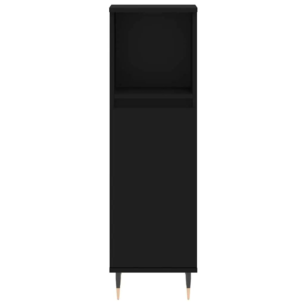 Black Bathroom Cabinet with Compartment Storage 30x30x100 cm