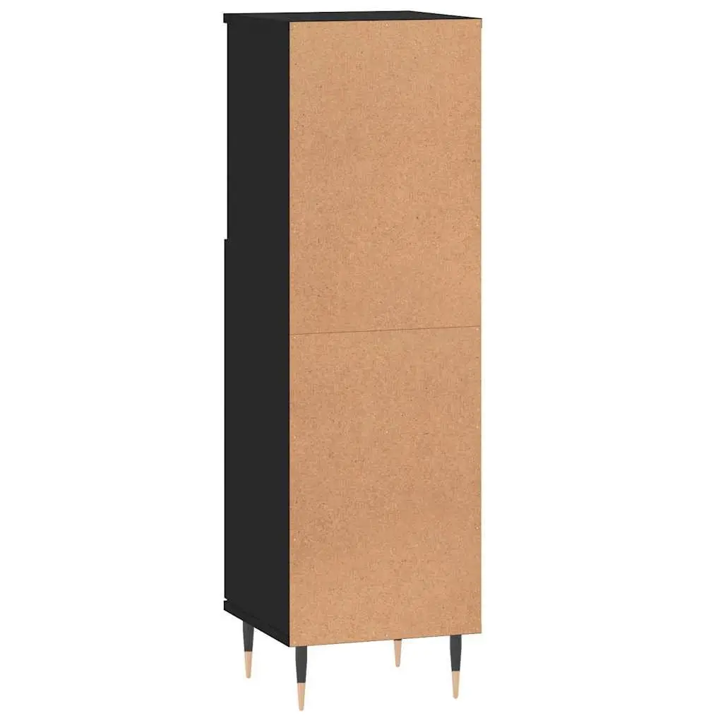 Black Bathroom Cabinet with Compartment Storage 30x30x100 cm