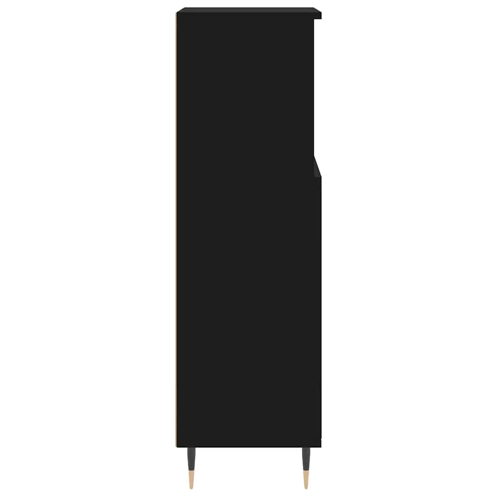 Black Bathroom Cabinet with Compartment Storage 30x30x100 cm
