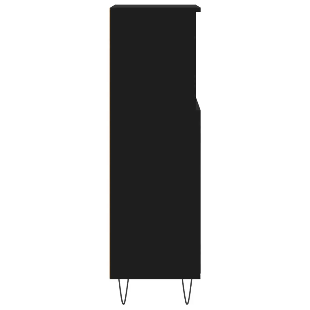 Bathroom Cabinet Engineered Wood 30x30x100 cm Black
