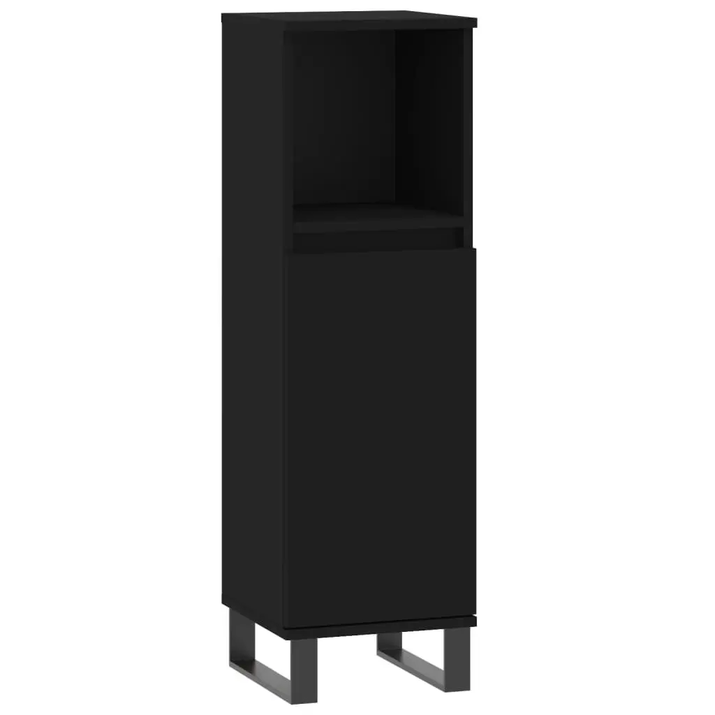 Bathroom Cabinet Engineered Wood 30x30x100 cm Black