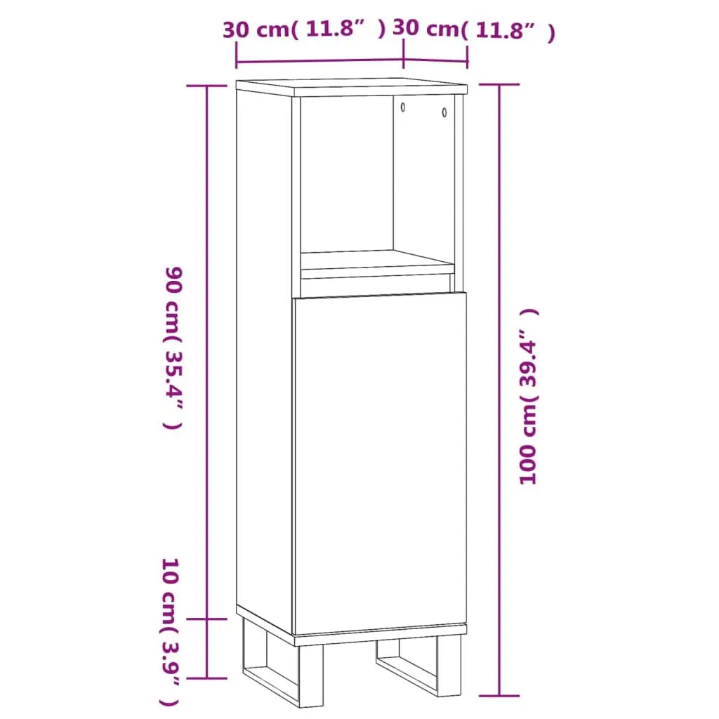 Bathroom Cabinet Engineered Wood 30x30x100 cm Black