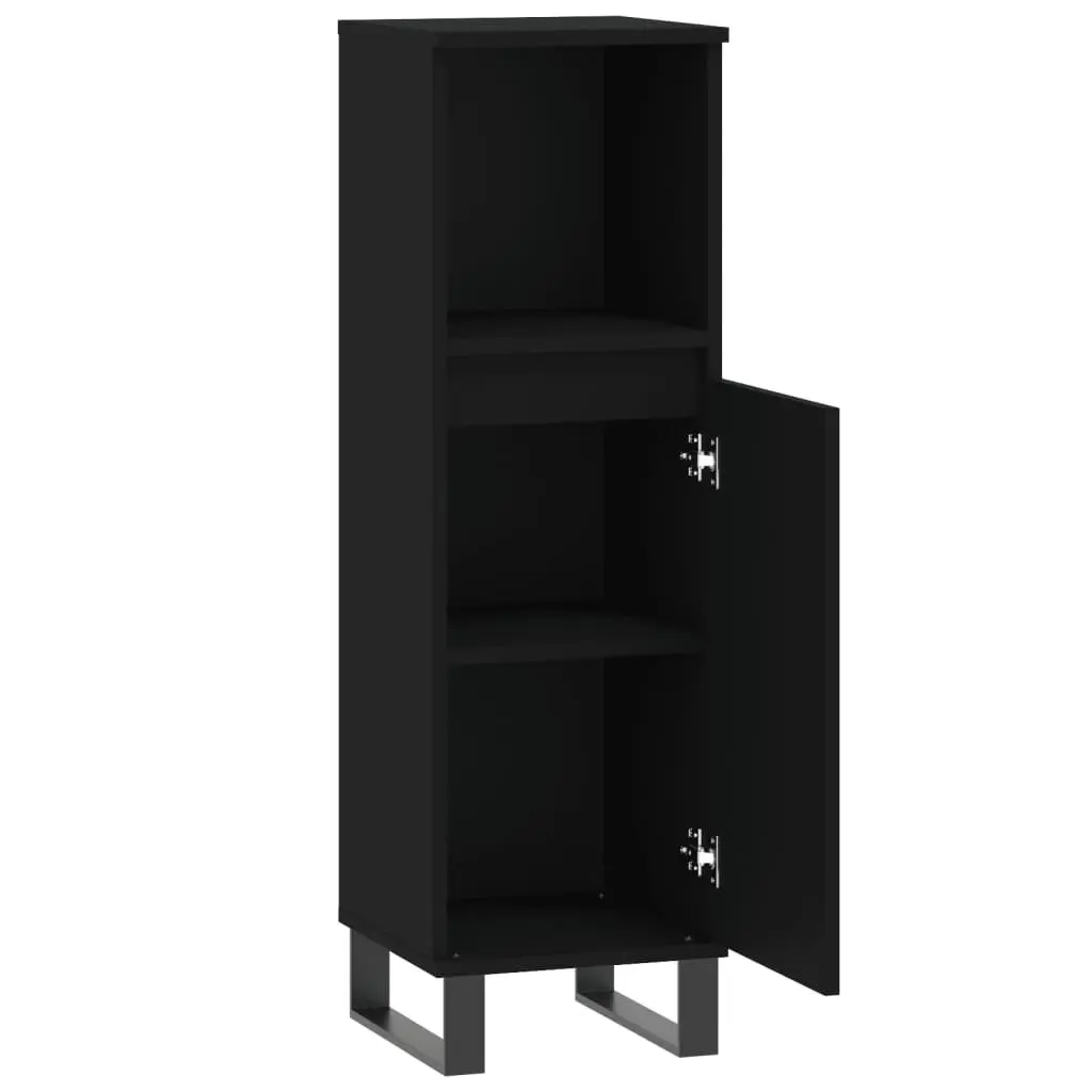 Bathroom Cabinet Engineered Wood 30x30x100 cm Black