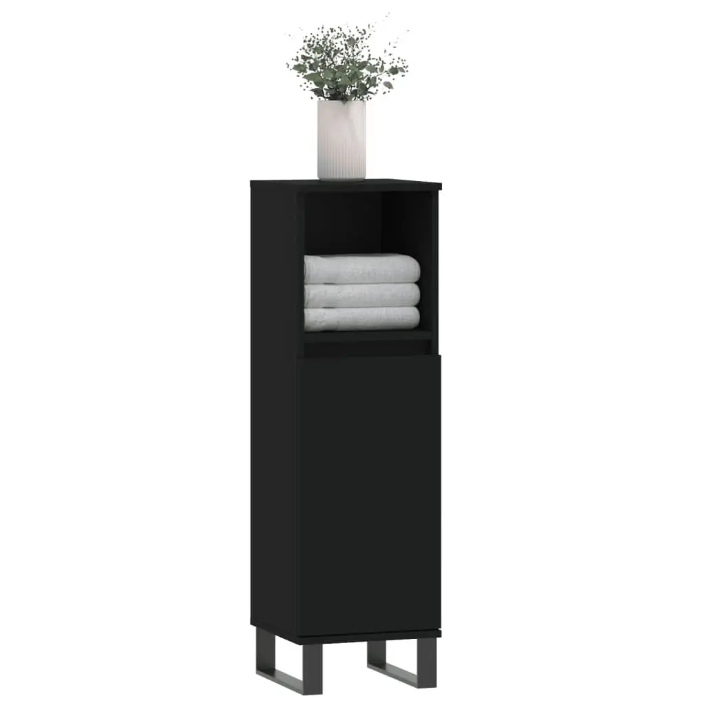 Bathroom Cabinet Engineered Wood 30x30x100 cm Black