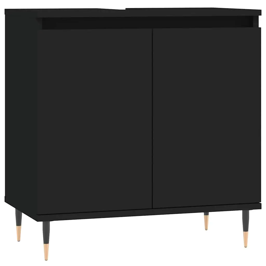 Bathroom Cabinet Engineered Wood 58x33x60 cm Black