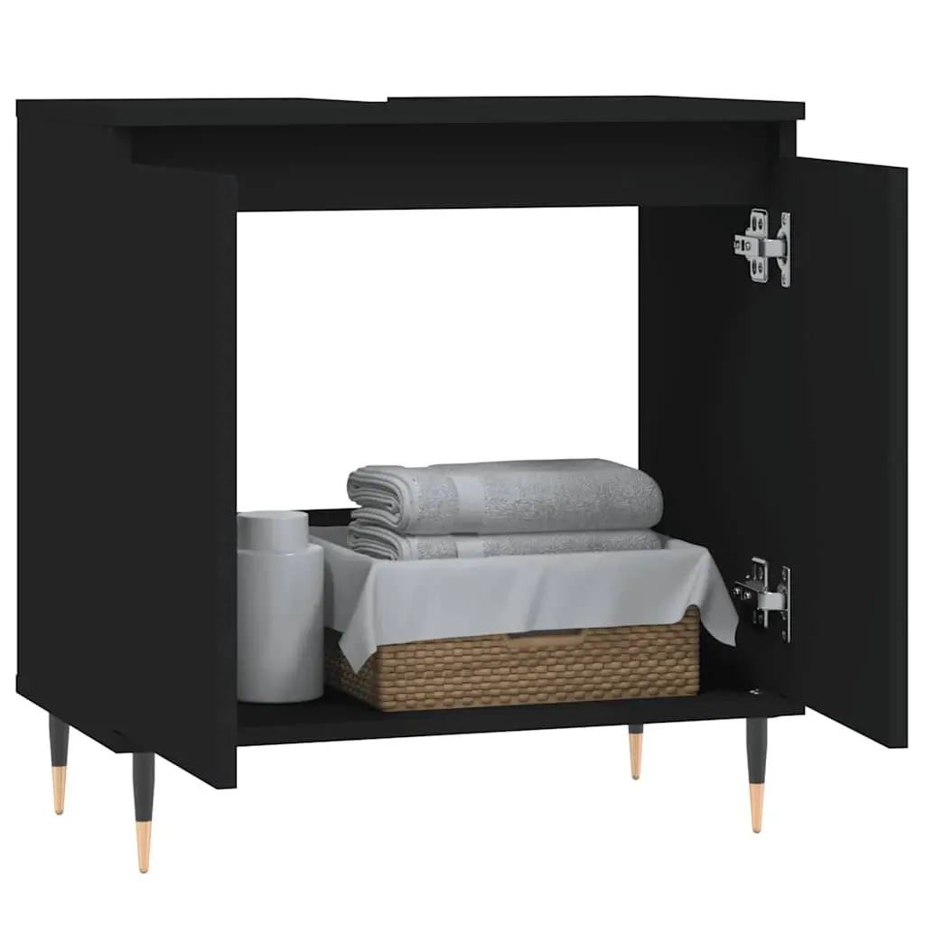 Bathroom Cabinet Engineered Wood 58x33x60 cm Black