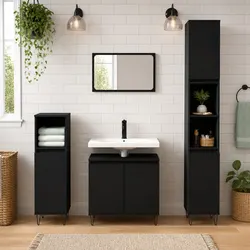 Premium Black Bathroom Cabinet with 2 Doors