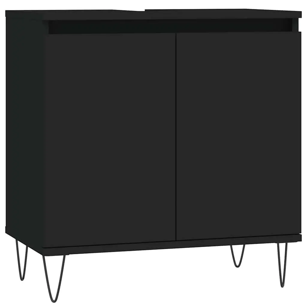 Bathroom Cabinet Engineered Wood 58x33x60 cm Black