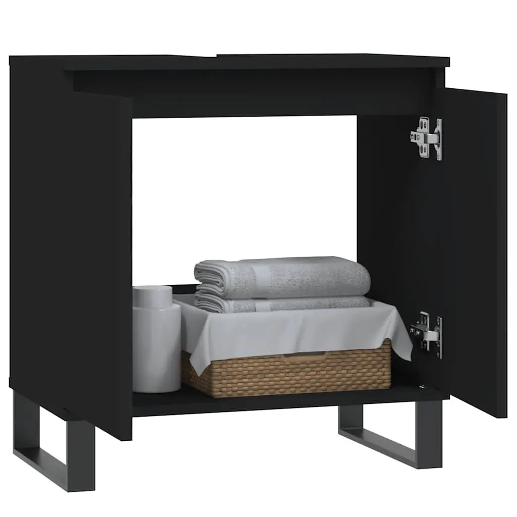 Bathroom Cabinet Engineered Wood 58x33x60 cm Black