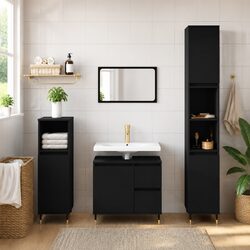 Black Bathroom Vanity Cabinet with Storage Drawers