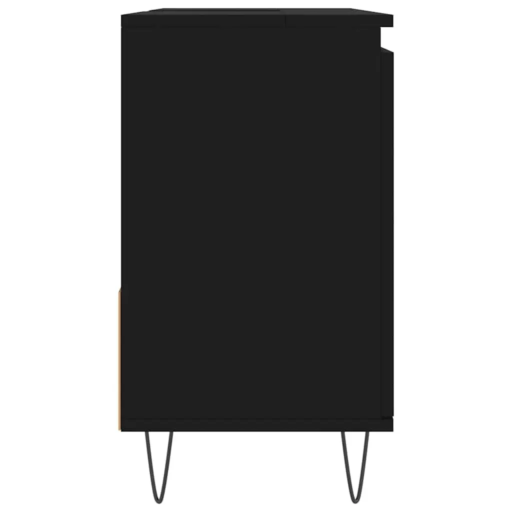Bathroom Cabinet Engineered Wood 65x33x60cm Matte Black Storage Unit with Drawers Door