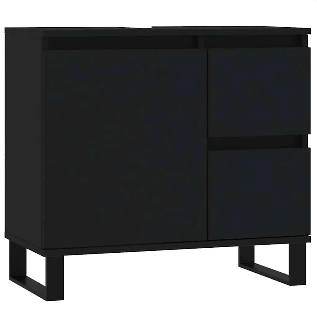 Bathroom Cabinet Engineered Wood 65x33x60 cm Black