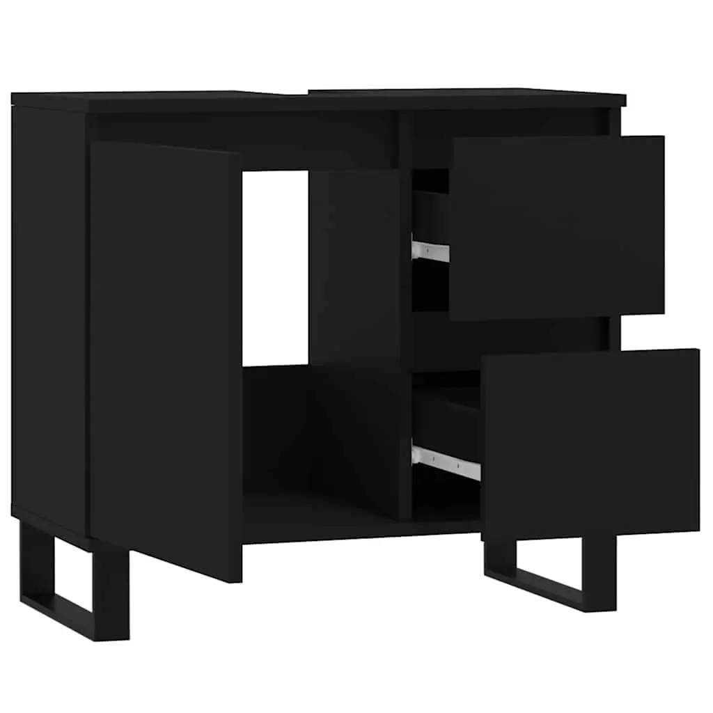 Bathroom Cabinet Engineered Wood 65x33x60 cm Black