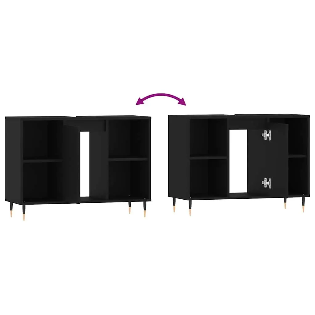 Black Bathroom Vanity Cabinet 80x33x60cm