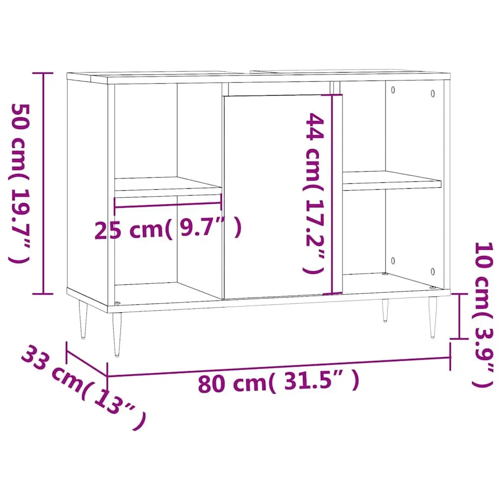 Black Bathroom Vanity Cabinet 80x33x60cm