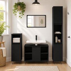 Sturdy Black Bathroom Vanity Unit 80x33x60 cm