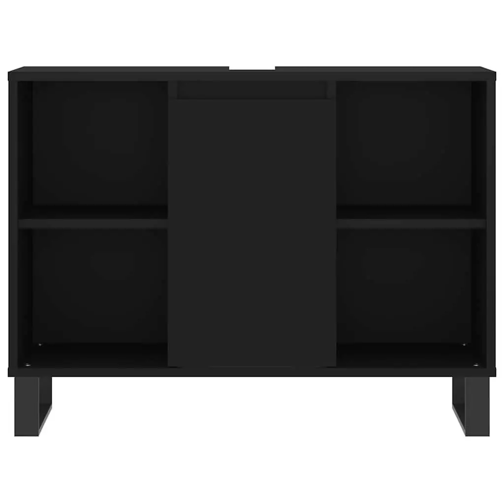 Engineered Wood Bathroom Vanity Cabinet with Storage, Black