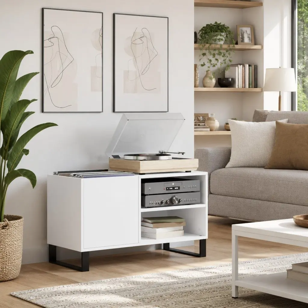 White Record Cabinet for Vinyl LPs