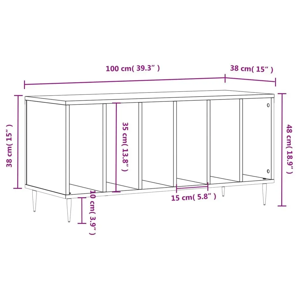 Record Cabinet Engineered Wood 100x38x48cm White