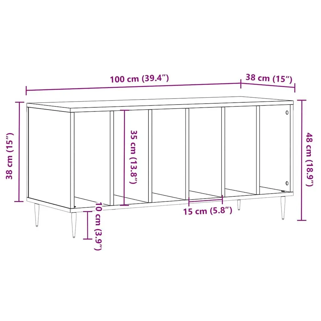 Sonoma Oak Record Cabinet for Vinyl Storage