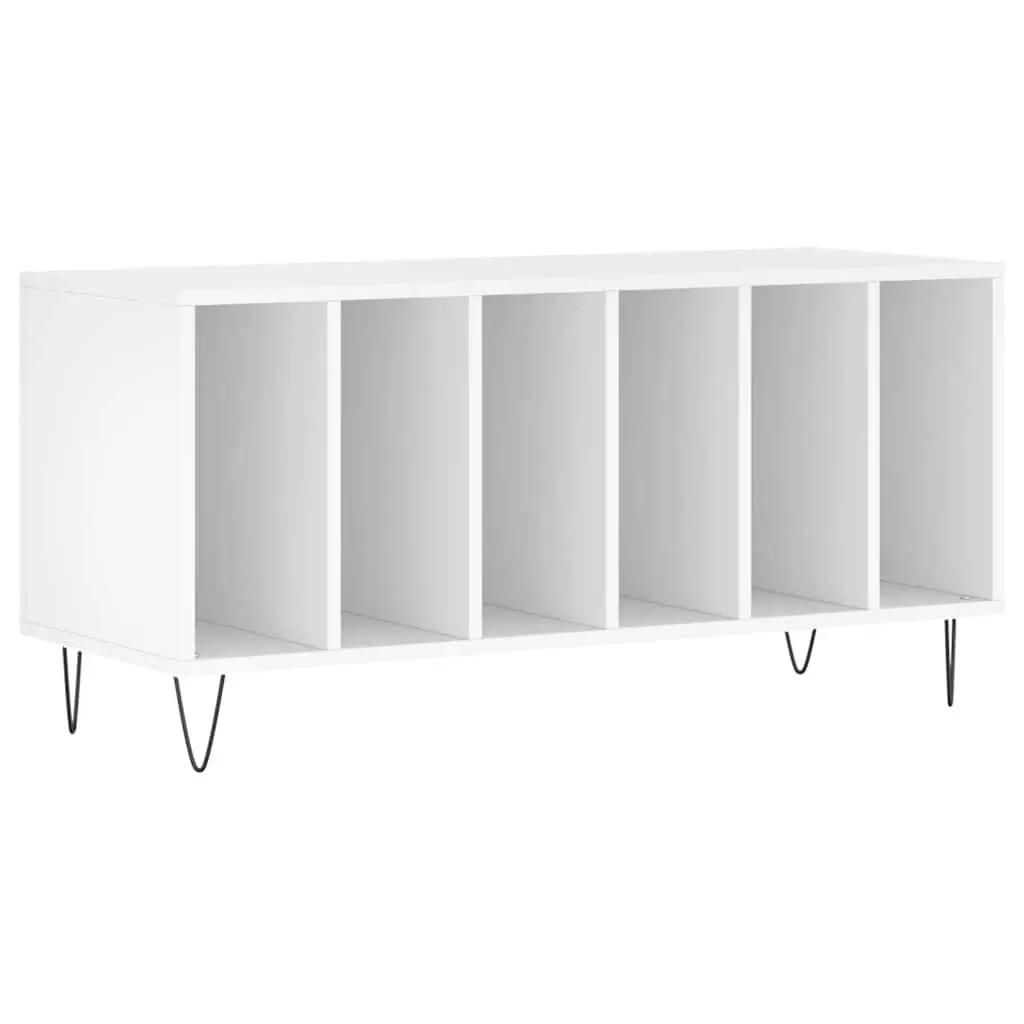 White Record Cabinet for Vinyl LPs with Engineered Wood