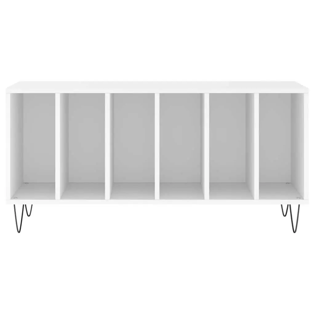 White Record Cabinet for Vinyl LPs with Engineered Wood