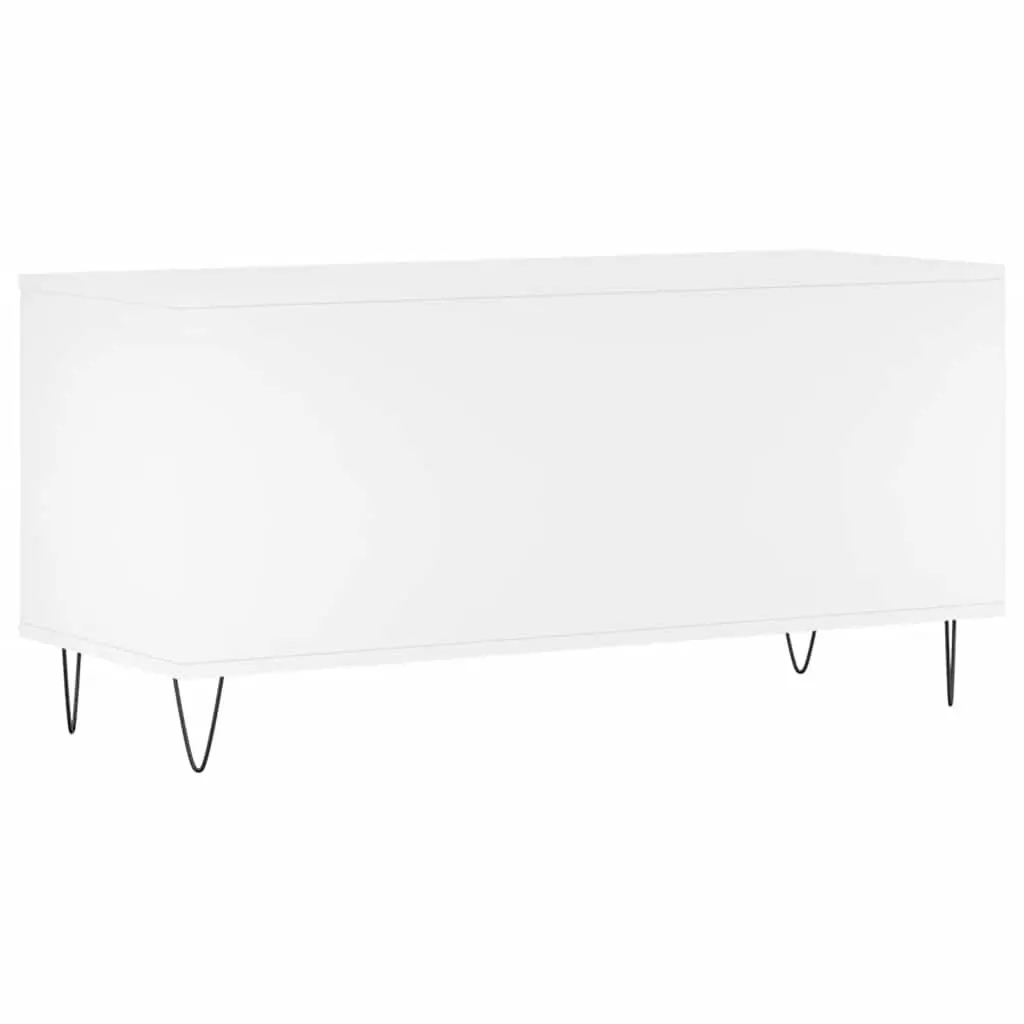 White Record Cabinet for Vinyl LPs with Engineered Wood