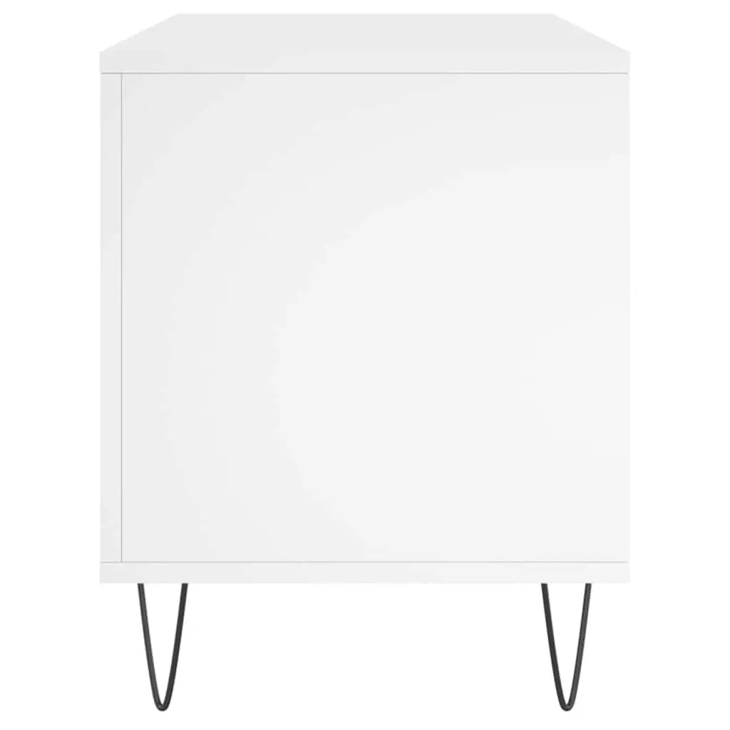 White Record Cabinet for Vinyl LPs with Engineered Wood