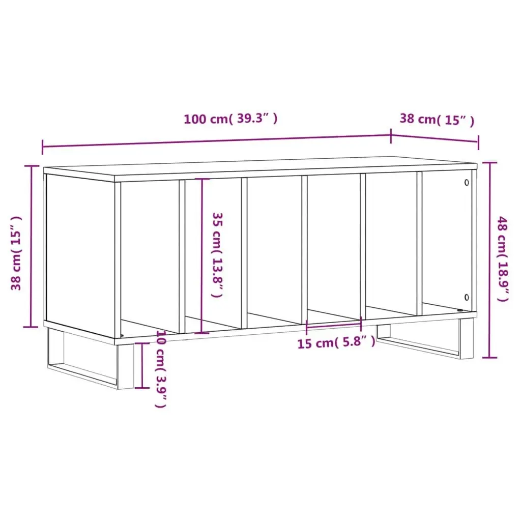 Record Cabinet Engineered Wood 100 x 38 x 48 cm Brown