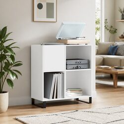 Sturdy White Vinyl Record Cabinet for Stylish Storage