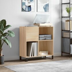 Durable Sonoma Oak Record Cabinet for Vinyl Storage