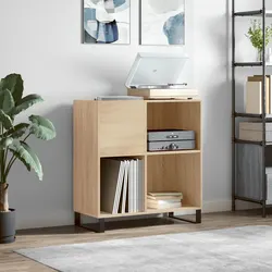 Durable Sonoma Oak Record Cabinet for Vinyl Storage