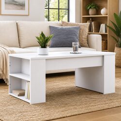 Stylish White Coffee Table with Ample Storage Space