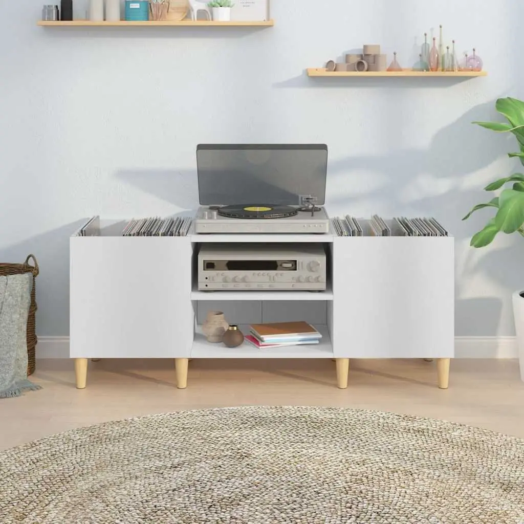 White Record Storage Cabinet 121x38x48cm