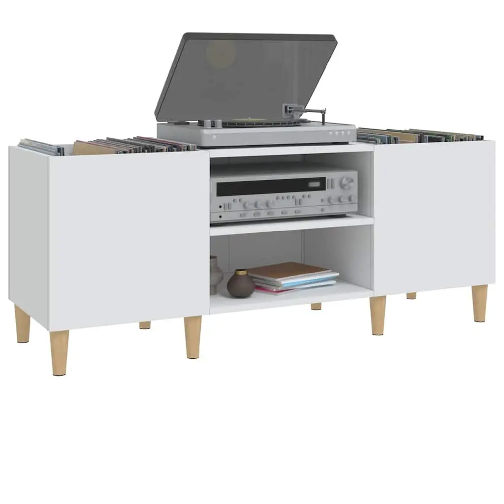 White Record Storage Cabinet 121x38x48cm