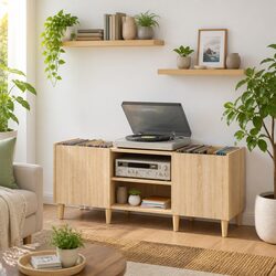 Sonoma Oak Brown Vinyl LP Organizer and Record Cabinet