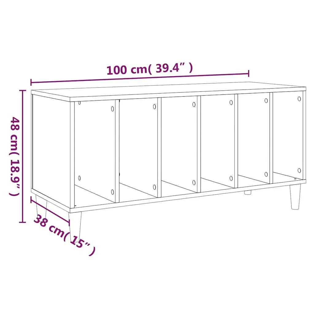 Record Storage Cabinet Engineered Wood 100 x 38 x 48 cm Brown