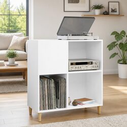White Vinyl LP Display Case with Engineered Wood Feet