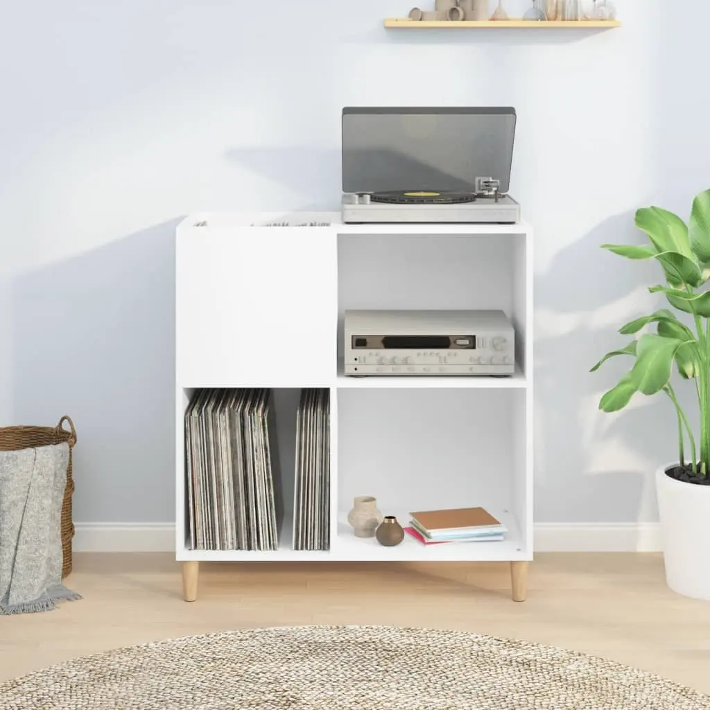 White Vinyl LP Display Case with Engineered Wood Feet
