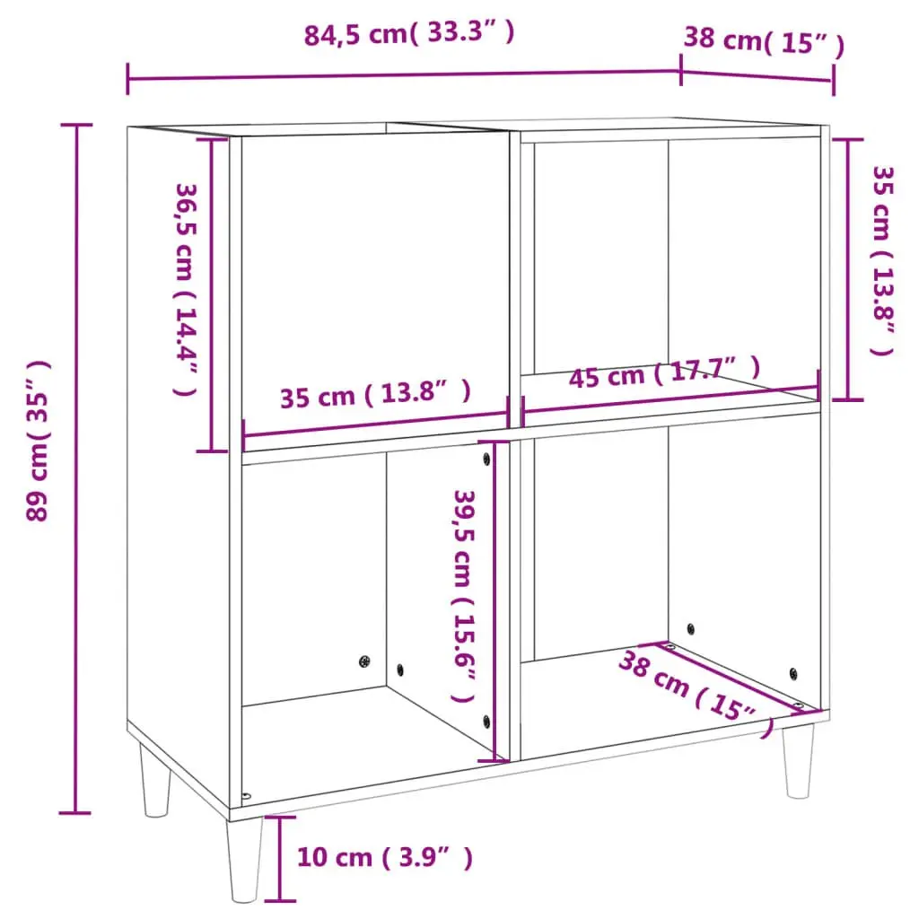 White Vinyl LP Display Case with Engineered Wood Feet