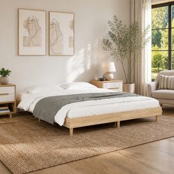 Sturdy Sonoma Oak Bed Frame 135x190 cm for Comfort