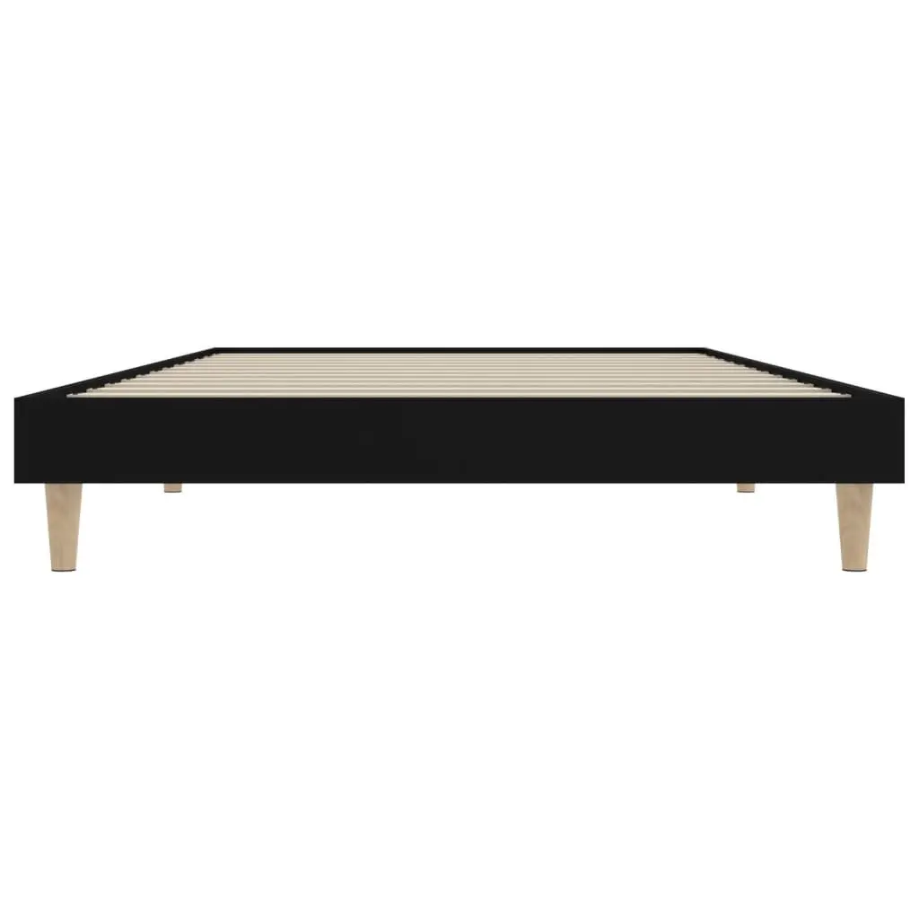 Bed Frame Engineered Wood 90x190 cm Black Wooden Legs Slats