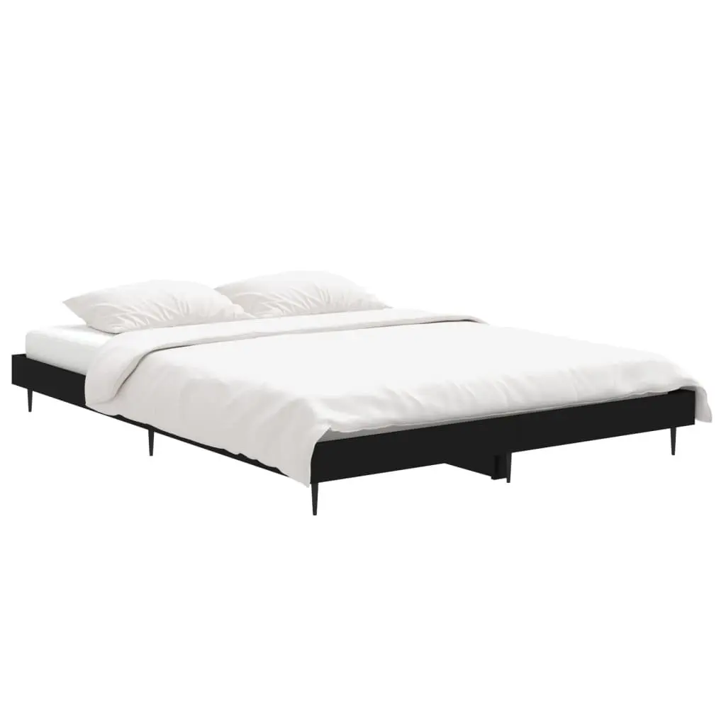 Black Bed Frame 135x190 cm with Metal Legs